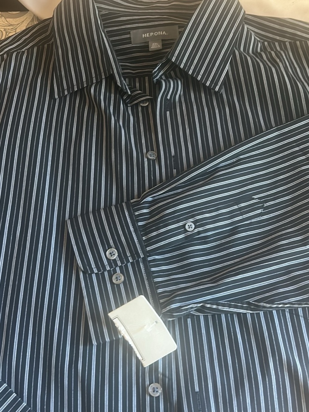 Men's Black and White Stripe Dress Shirt